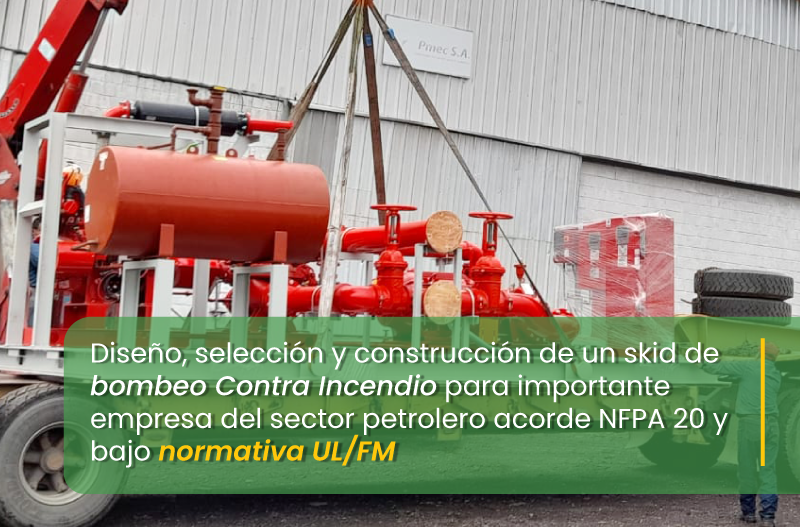 Bombeo contra incendio para empresa petrolera: skid según normativas NFPA 20, UL/FM